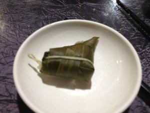 Rice wrapped in vine leaves. Very sticky stuff